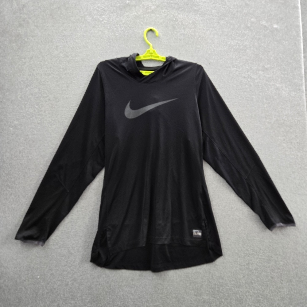 Nike Men Hoodie L Black Nike Swoosh Dri-Fit Activewear Logo Pullover Lightweight